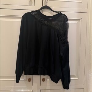 Anthropologie Black Sheer Detail Sweatshirt